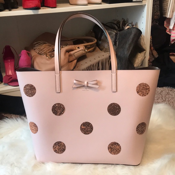 kate spade pink glitter tote